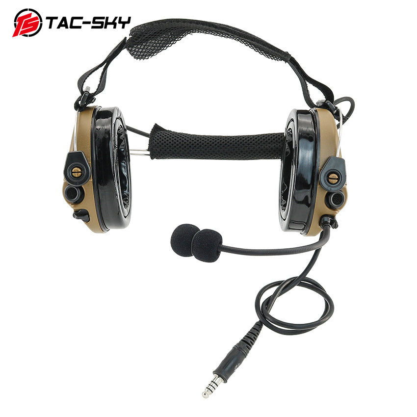 TS TAC-SKY Rear Headband Active Noise Reduction Hearing Protection T302 Tactical Headset + PTT