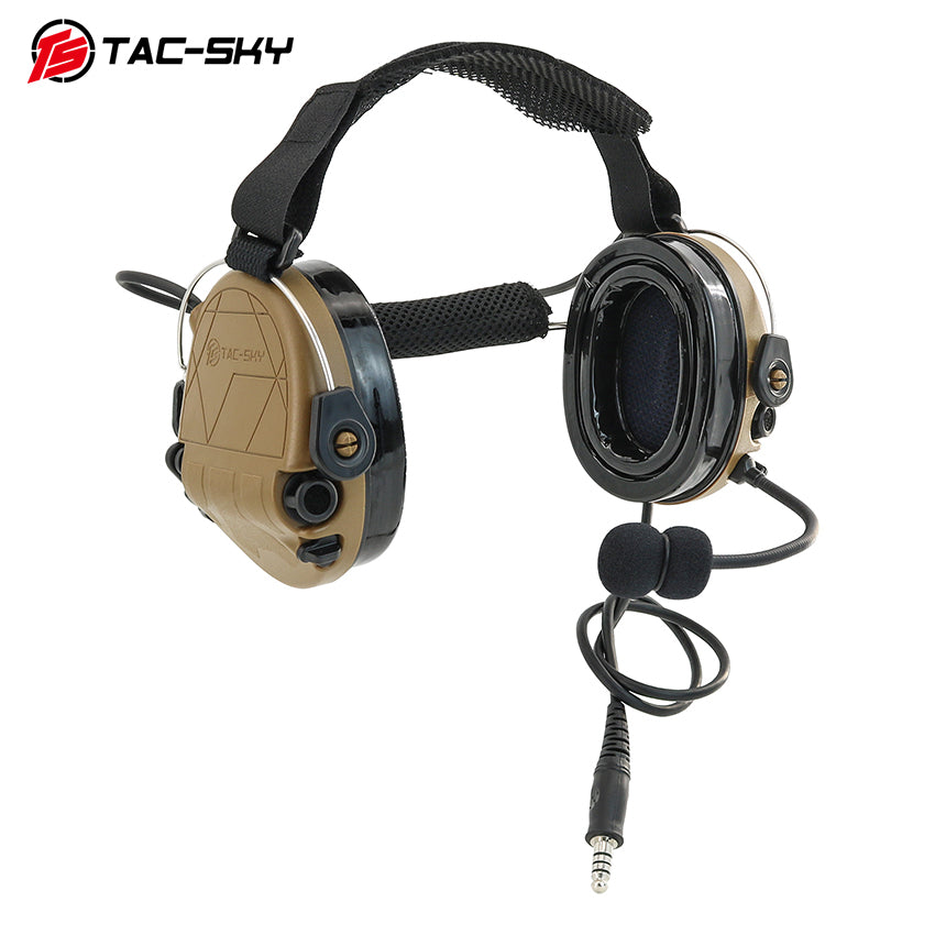 TS TAC-SKY Rear Headband Active Noise Reduction Hearing Protection T302 Tactical Headset + PTT