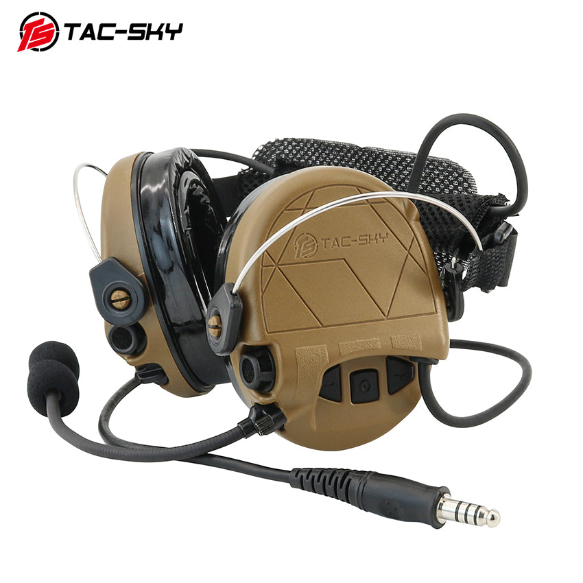 TS TAC-SKY Rear Headband Active Noise Reduction Hearing Protection T302 Tactical Headset + PTT