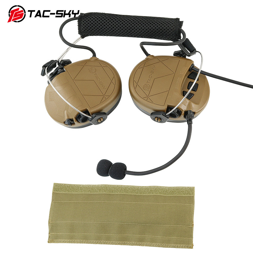 TS TAC-SKY Rear Headband Active Noise Reduction Hearing Protection T302 Tactical Headset + PTT