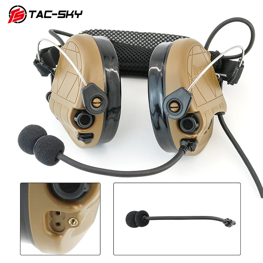 TS TAC-SKY Rear Headband Active Noise Reduction Hearing Protection T302 Tactical Headset + PTT