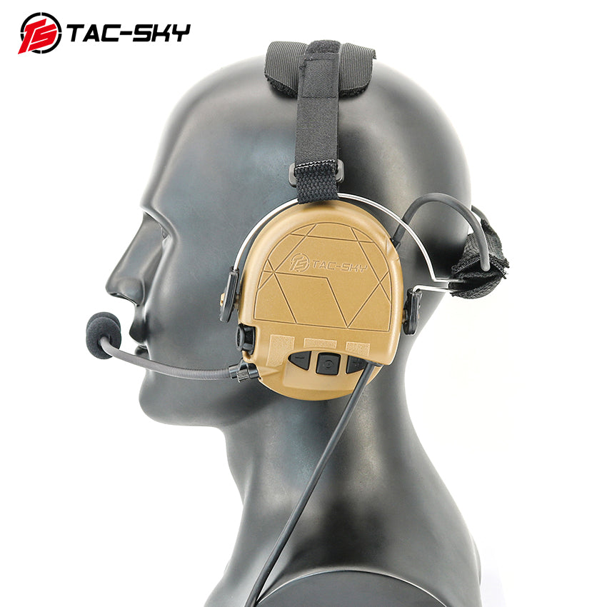TS TAC-SKY Rear Headband Active Noise Reduction Hearing Protection T302 Tactical Headset + PTT