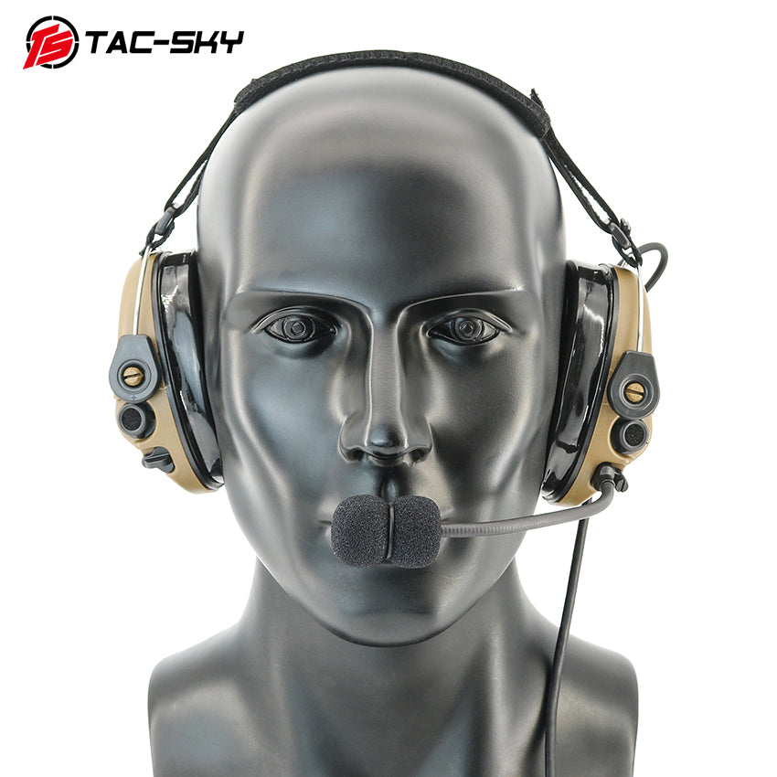 TS TAC-SKY Rear Headband Active Noise Reduction Hearing Protection T302 Tactical Headset + PTT