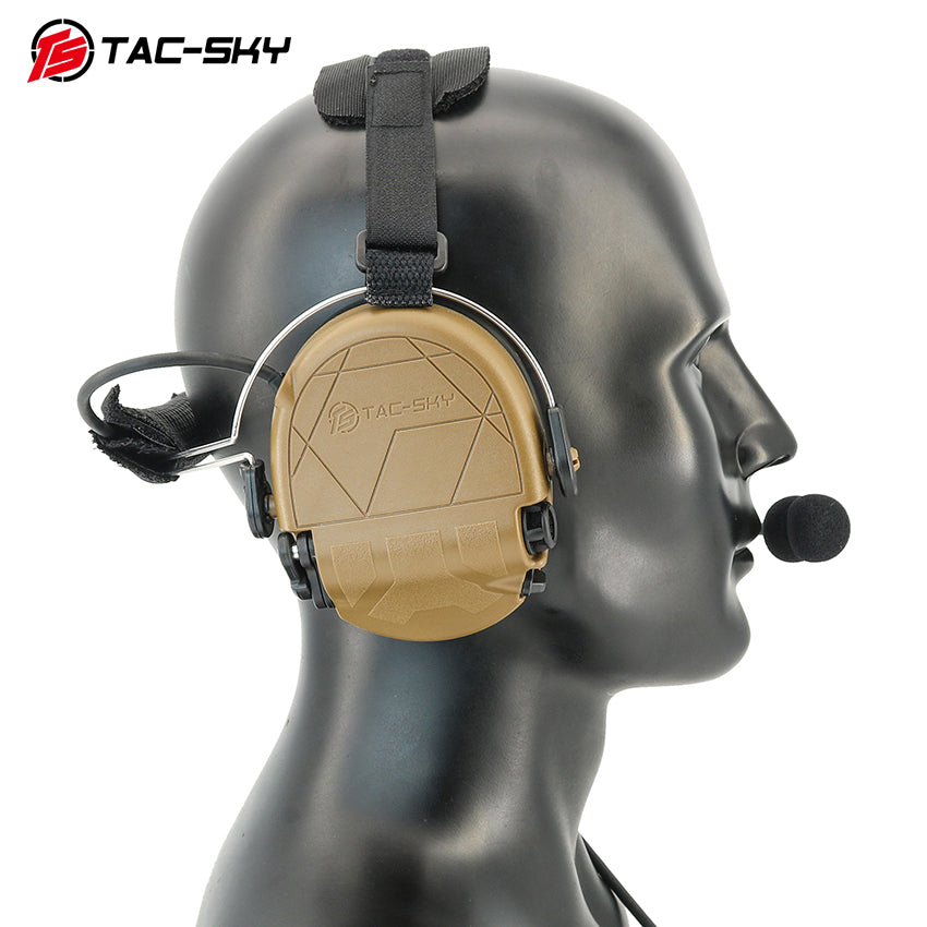 TS TAC-SKY Rear Headband Active Noise Reduction Hearing Protection T302 Tactical Headset + PTT
