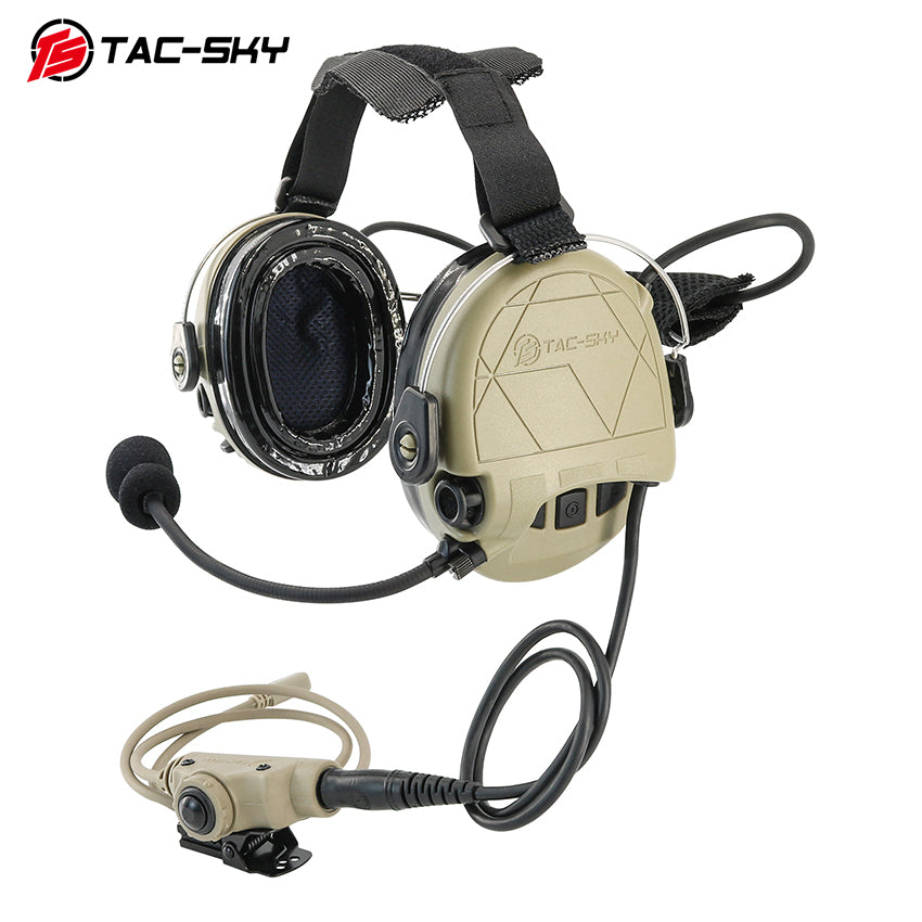 TS TAC-SKY Rear Headband Active Noise Reduction Hearing Protection T302 Tactical Headset + PTT