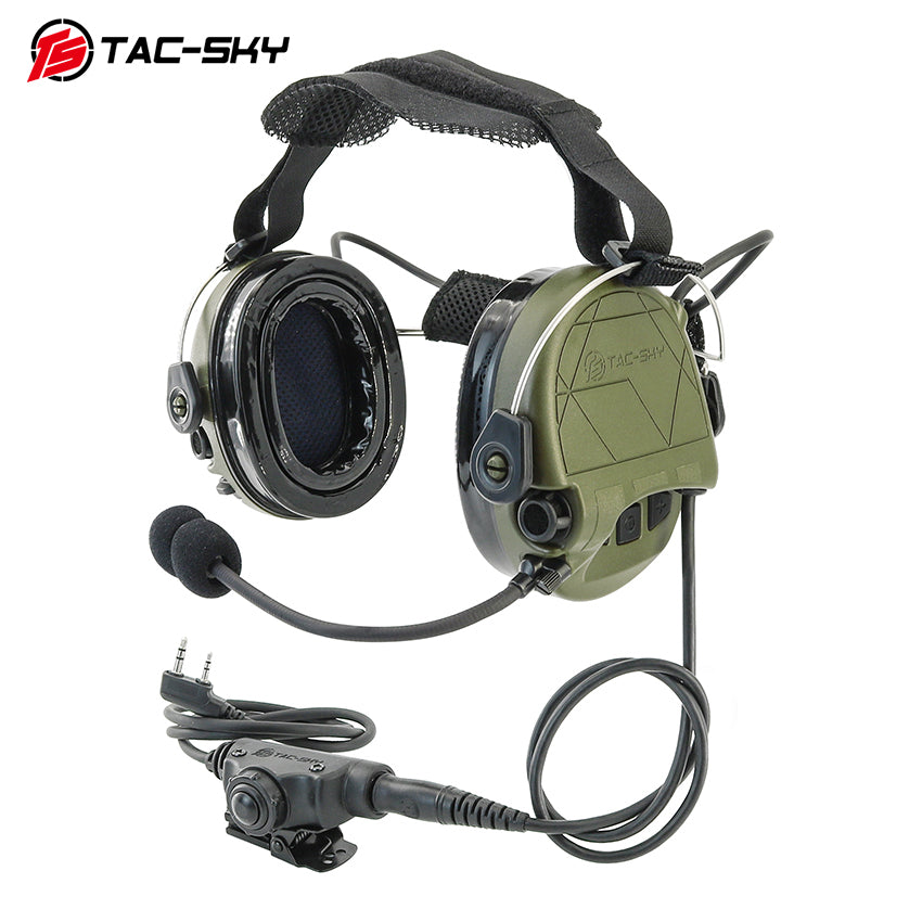 TS TAC-SKY Rear Headband Active Noise Reduction Hearing Protection T302 Tactical Headset + PTT