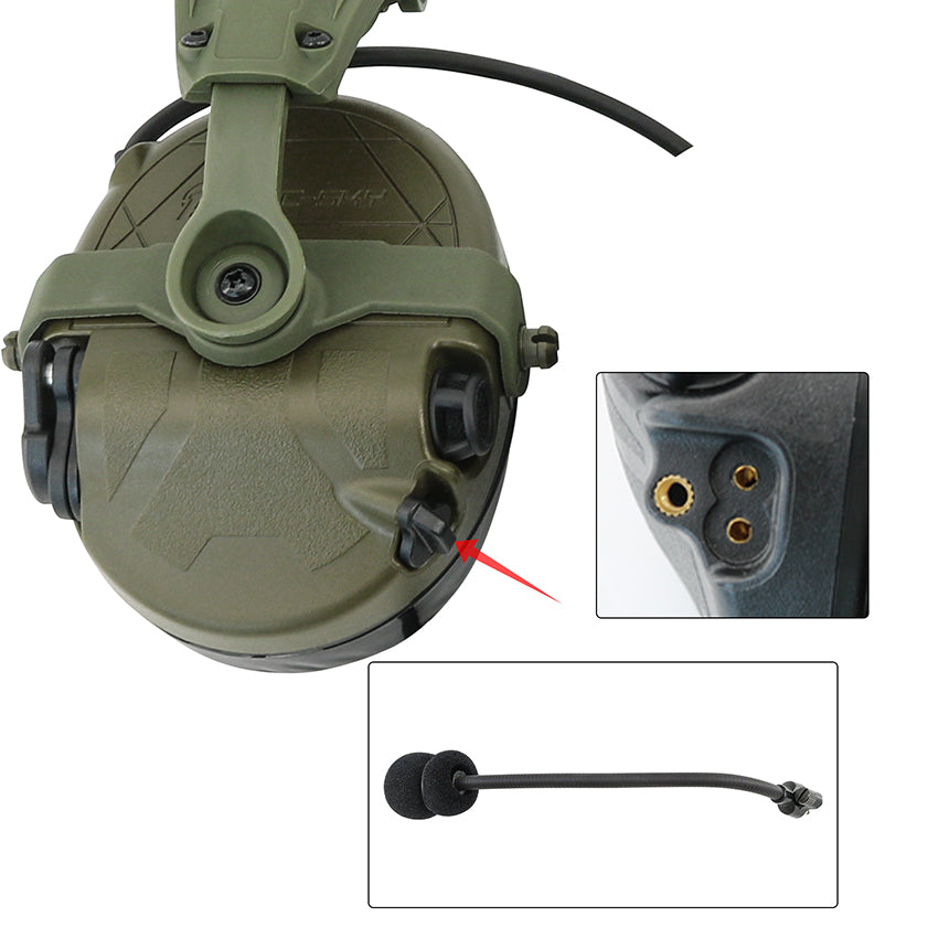 TS TAC-SKY Hearing Protection Tactical Headset T303 with ARC Rail Helmet Mounting Noise Reduction Communication Silicone Earmuffs + U94 PTT