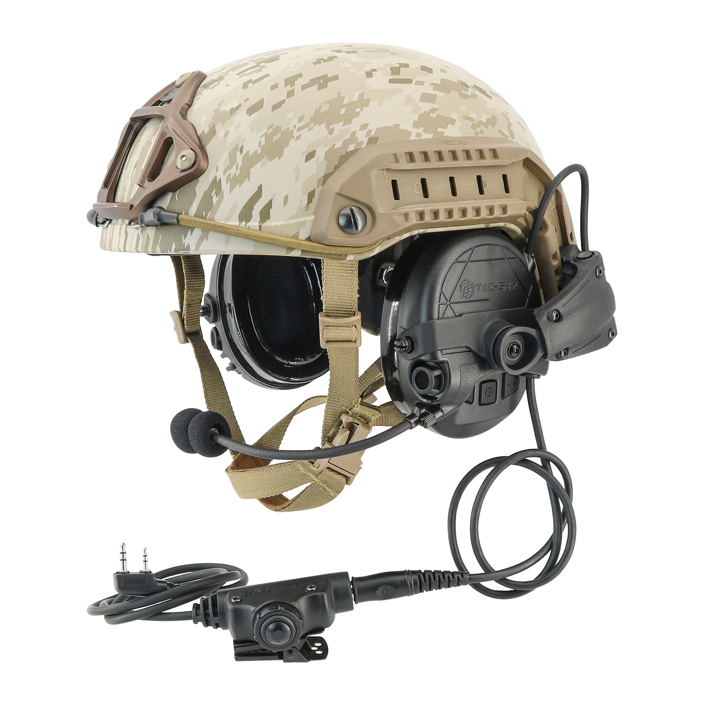 TAC-SKY TAC303 Tactical Communication Headset with ARC Rail adapter Noise Reduction Hearing Protection EarMuffs with V2 PTT