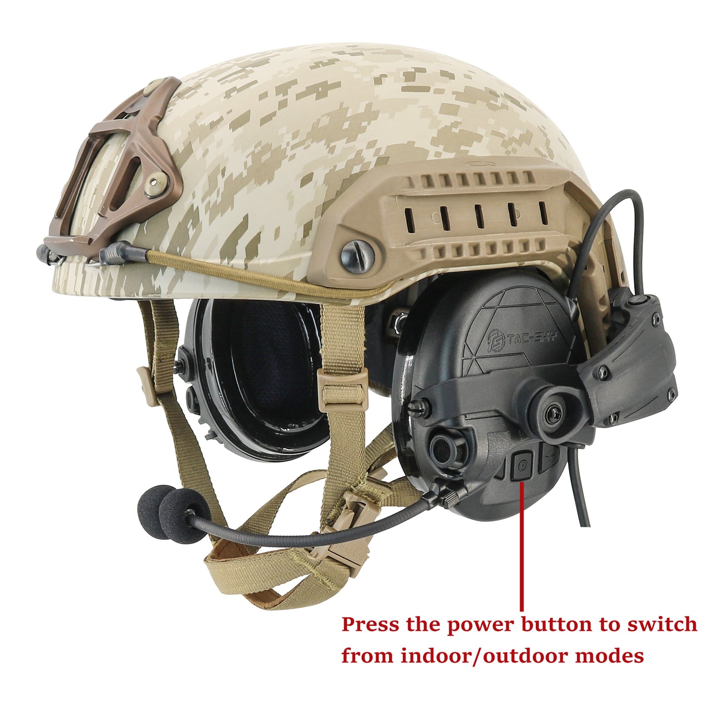 TAC-SKY TAC303 Tactical Communication Headset with ARC Rail adapter Noise Reduction Hearing Protection EarMuffs with V2 PTT