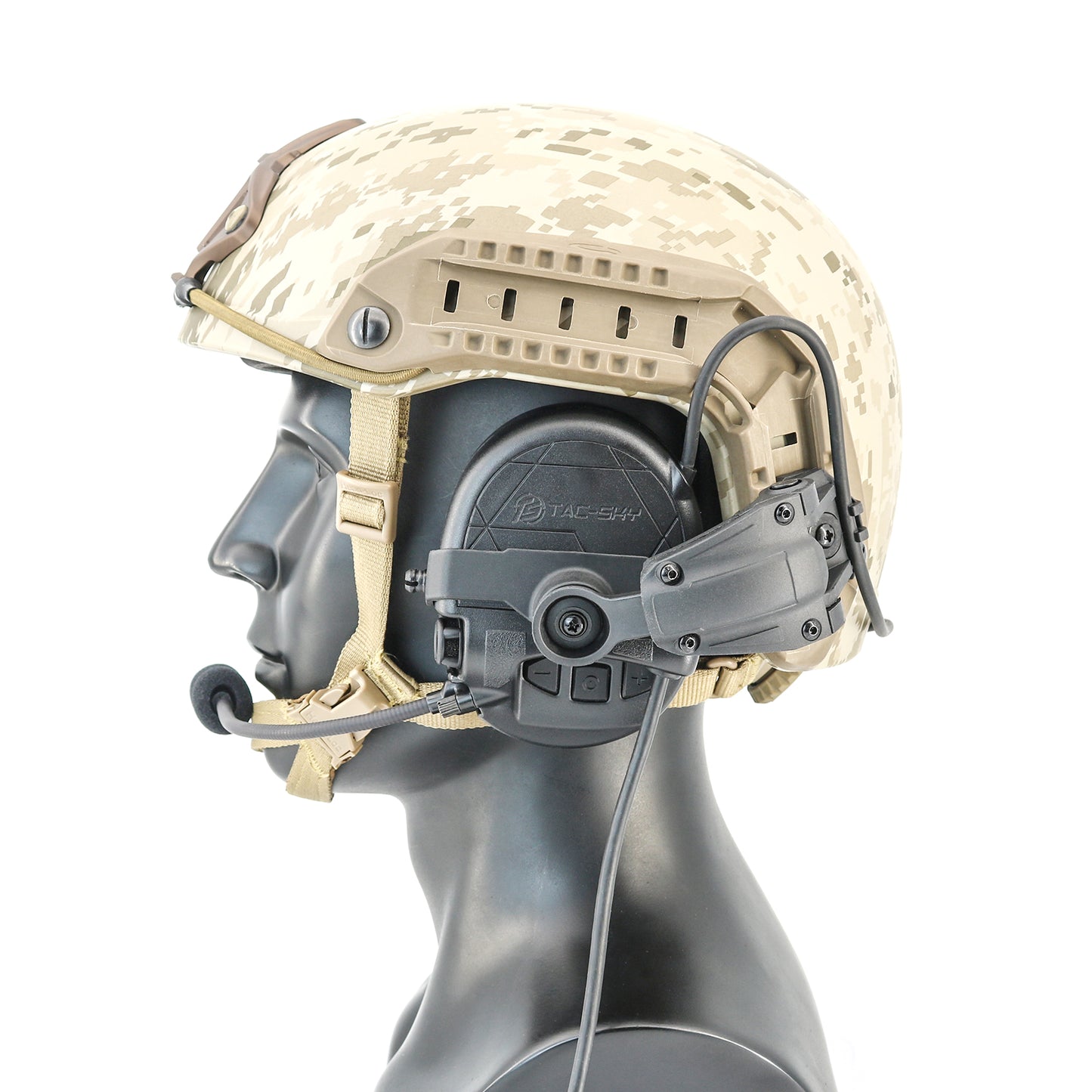 TAC-SKY TAC303 Tactical Communication Headset with ARC Rail adapter Noise Reduction Hearing Protection EarMuffs with V2 PTT