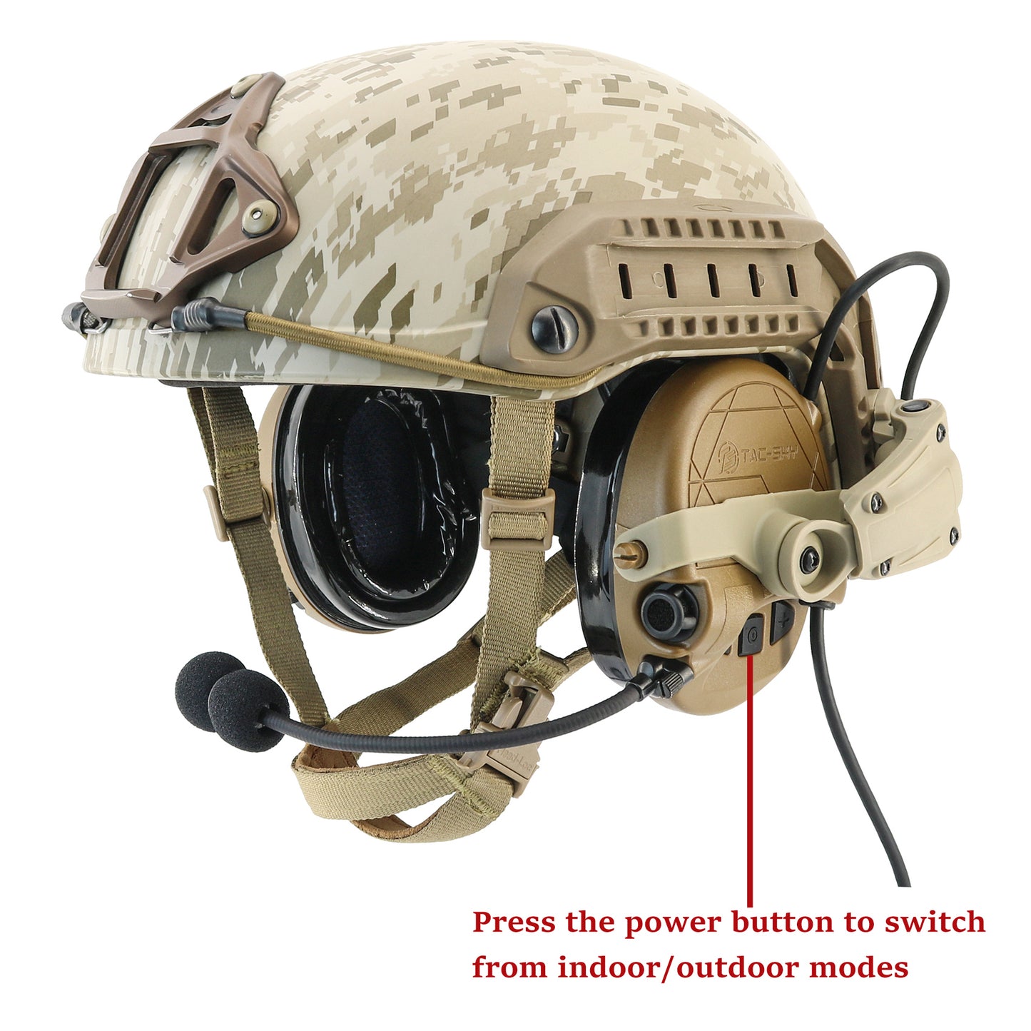 TAC-SKY TAC303 Tactical Communication Headset with ARC Rail adapter Noise Reduction Hearing Protection EarMuffs with V2 PTT