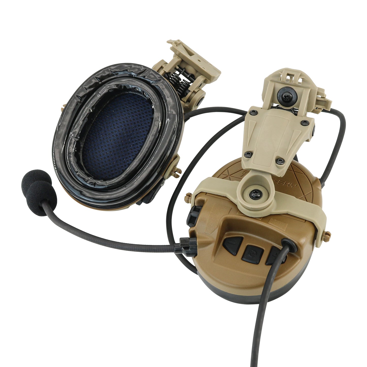 TAC-SKY TAC303 Tactical Communication Headset with ARC Rail adapter Noise Reduction Hearing Protection EarMuffs with V2 PTT