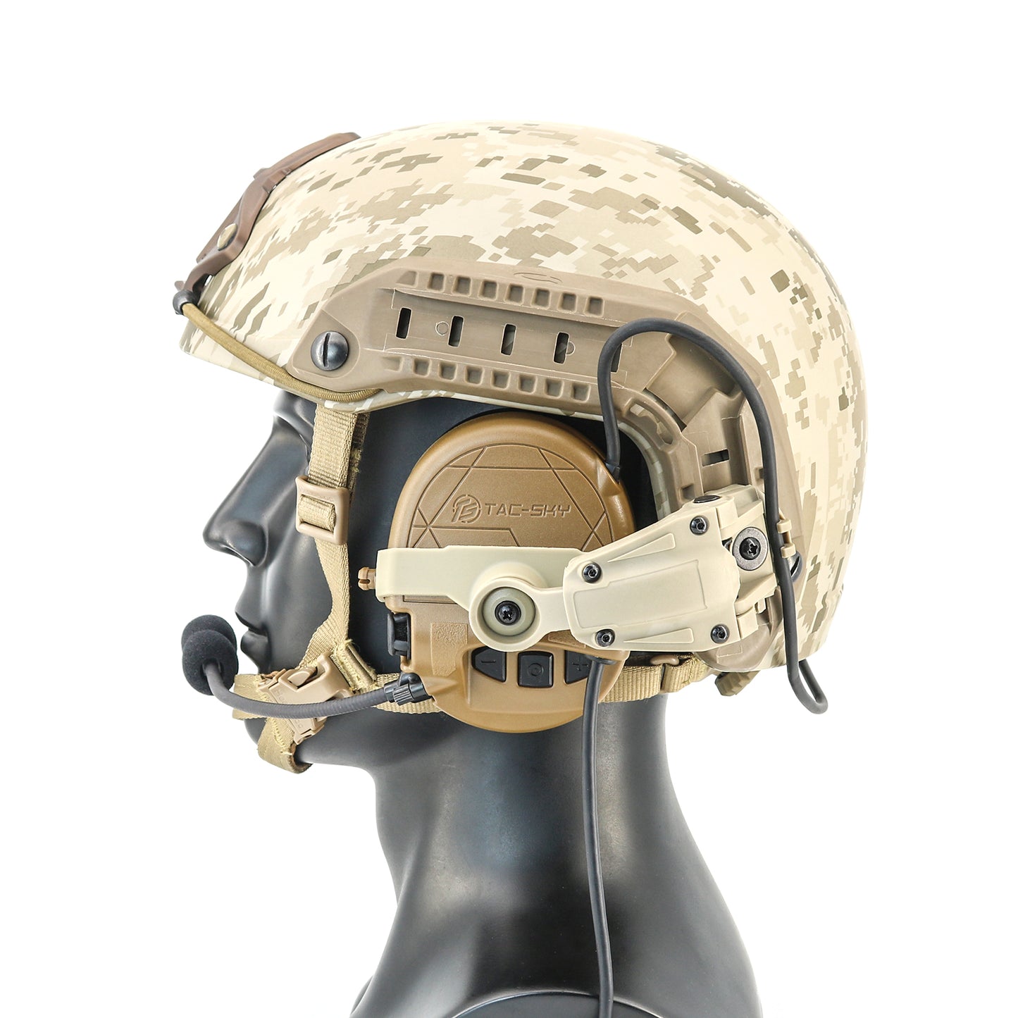 TAC-SKY TAC303 Tactical Communication Headset with ARC Rail adapter Noise Reduction Hearing Protection EarMuffs with V2 PTT