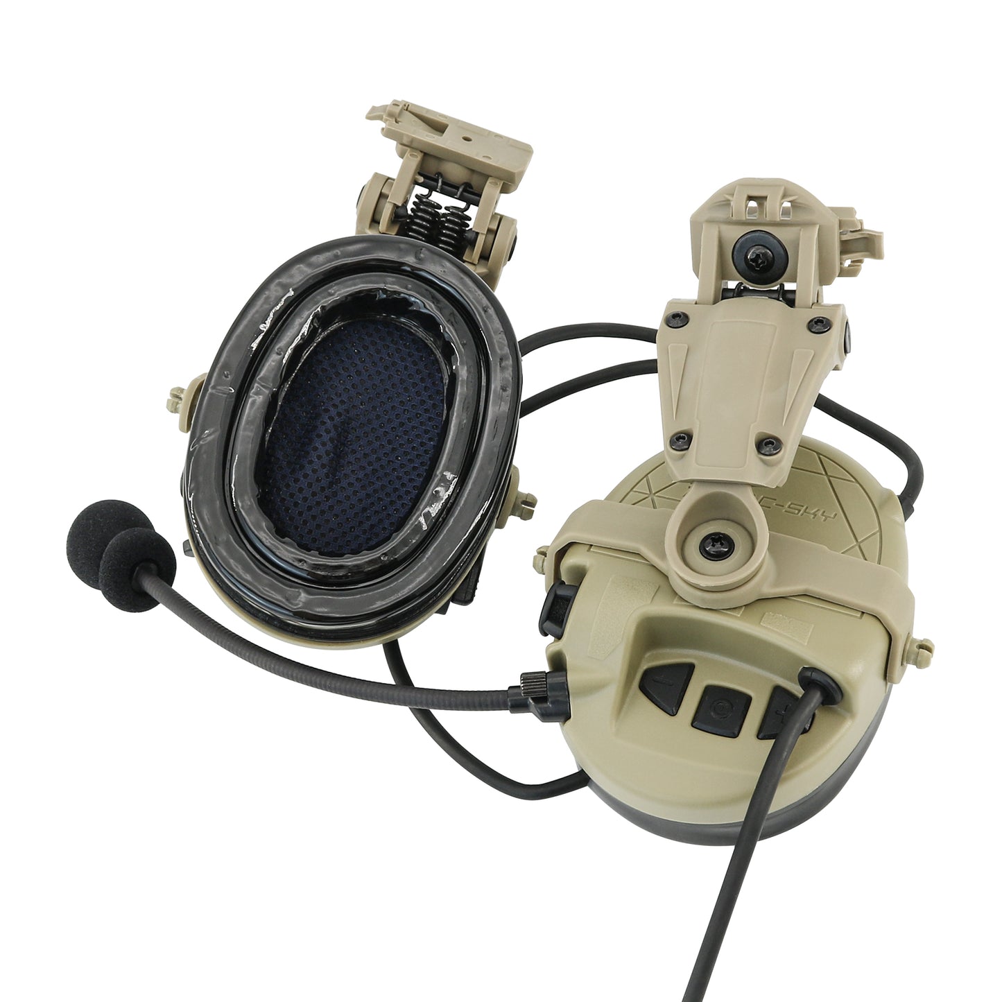 TAC-SKY TAC303 Tactical Communication Headset with ARC Rail adapter Noise Reduction Hearing Protection EarMuffs with V2 PTT