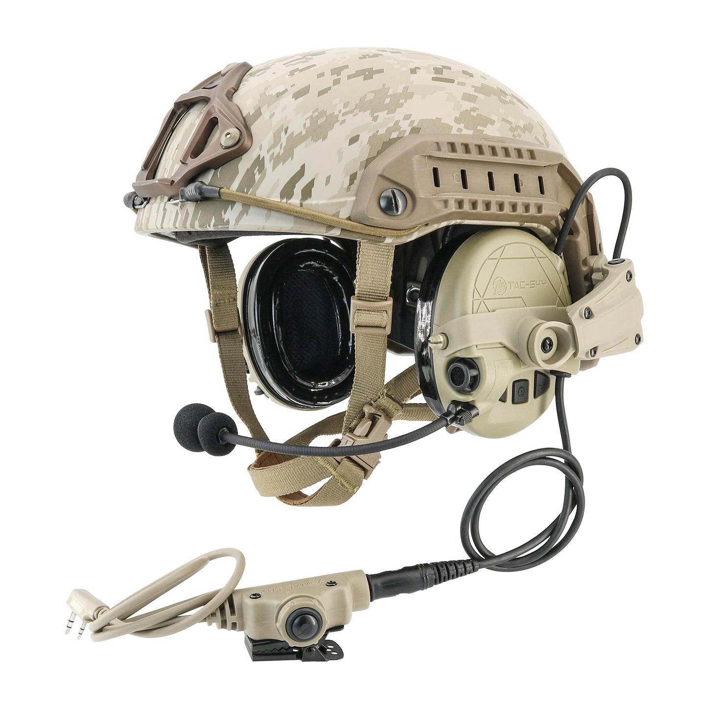 TAC-SKY TAC303 Tactical Communication Headset with ARC Rail adapter Noise Reduction Hearing Protection EarMuffs with V2 PTT
