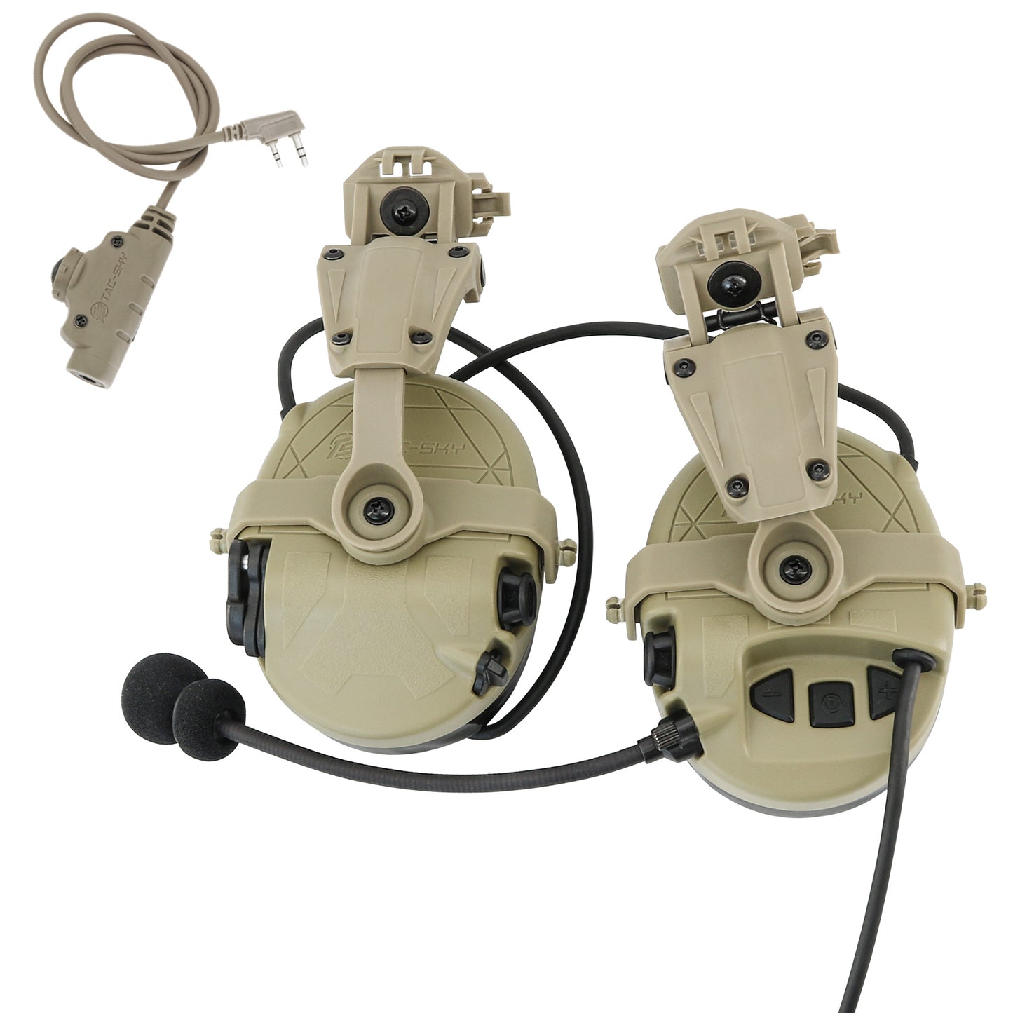 TAC-SKY TAC303 Tactical Communication Headset with ARC Rail adapter Noise Reduction Hearing Protection EarMuffs with V2 PTT