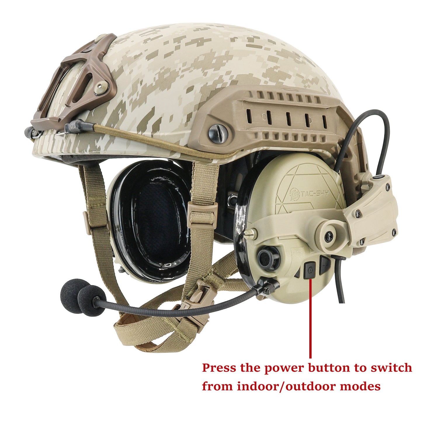 TAC-SKY TAC303 Tactical Communication Headset with ARC Rail adapter Noise Reduction Hearing Protection EarMuffs with V2 PTT