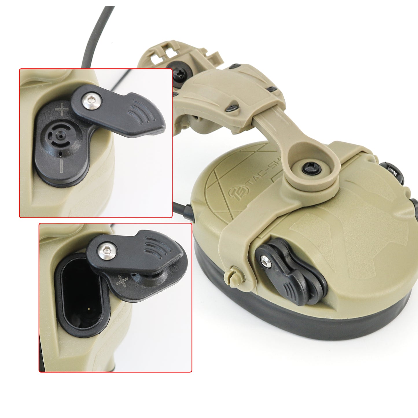 TAC-SKY TAC303 Tactical Communication Headset with ARC Rail adapter Noise Reduction Hearing Protection EarMuffs with V2 PTT
