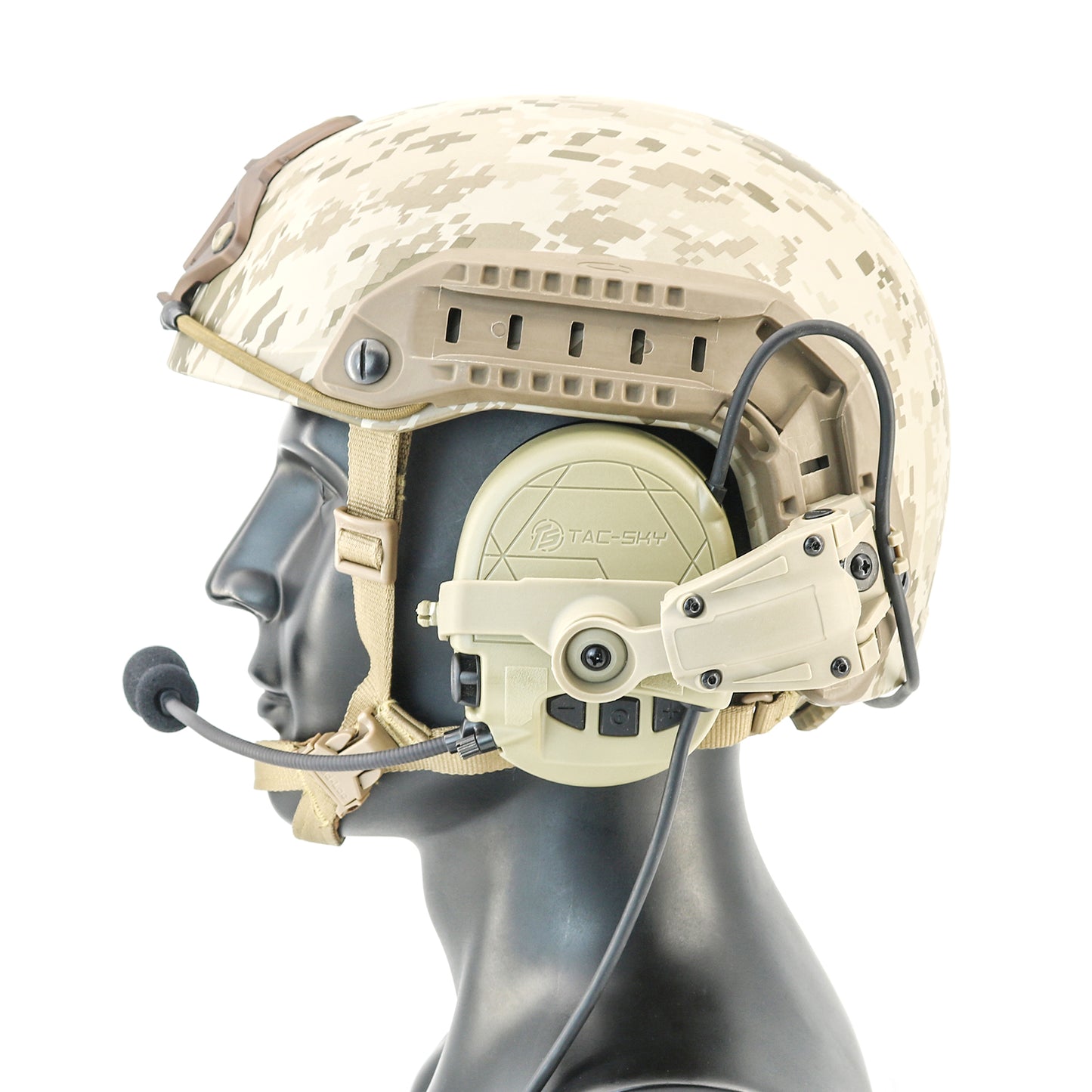 TAC-SKY TAC303 Tactical Communication Headset with ARC Rail adapter Noise Reduction Hearing Protection EarMuffs with V2 PTT