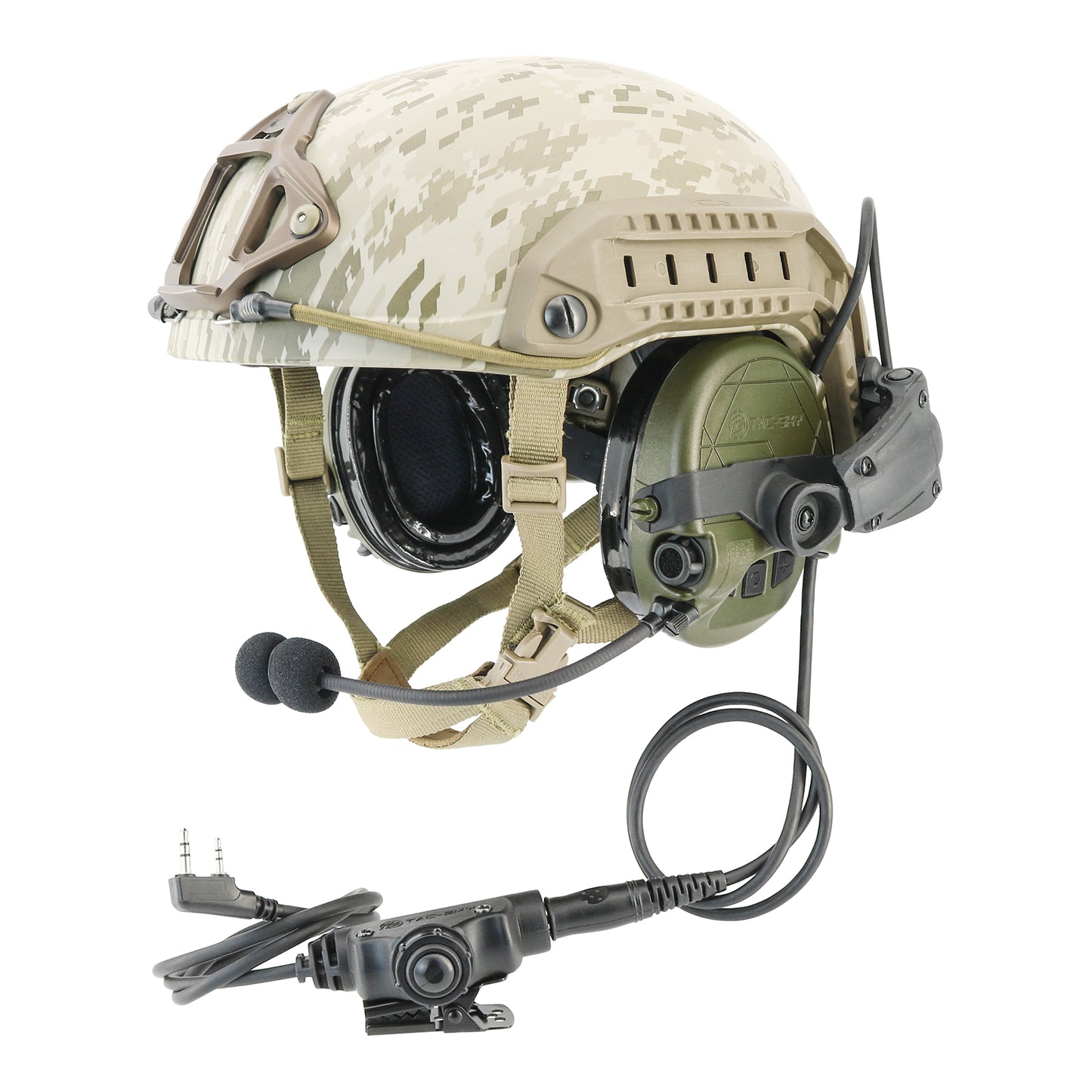 TAC-SKY TAC303 Tactical Communication Headset with ARC Rail adapter Noise Reduction Hearing Protection EarMuffs with V2 PTT