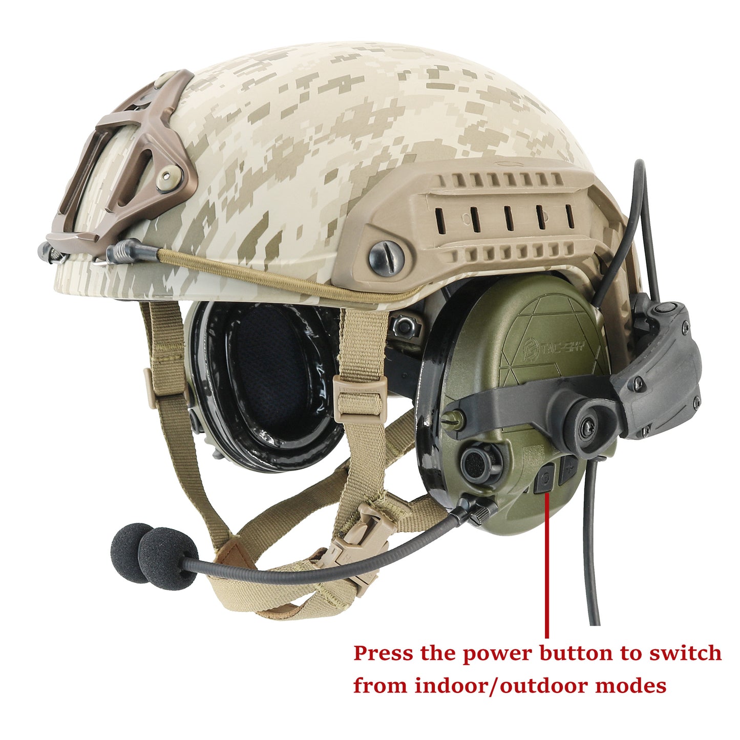 TAC-SKY TAC303 Tactical Communication Headset with ARC Rail adapter Noise Reduction Hearing Protection EarMuffs with V2 PTT