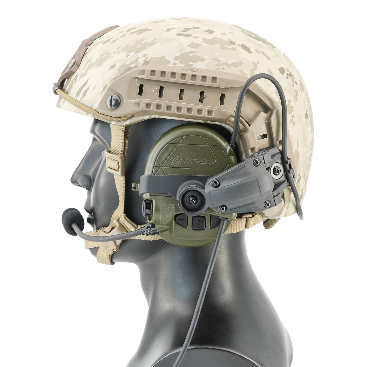 TAC-SKY TAC303 Tactical Communication Headset with ARC Rail adapter Noise Reduction Hearing Protection EarMuffs with V2 PTT