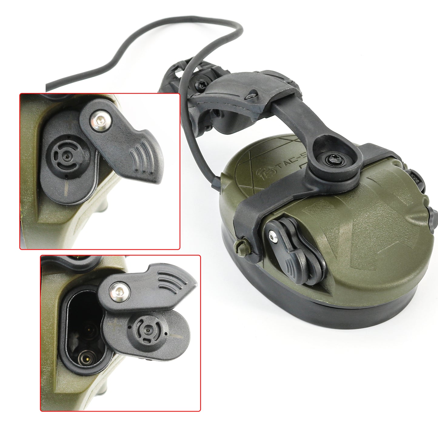 TAC-SKY TAC303 Tactical Communication Headset with ARC Rail adapter Noise Reduction Hearing Protection EarMuffs with V2 PTT
