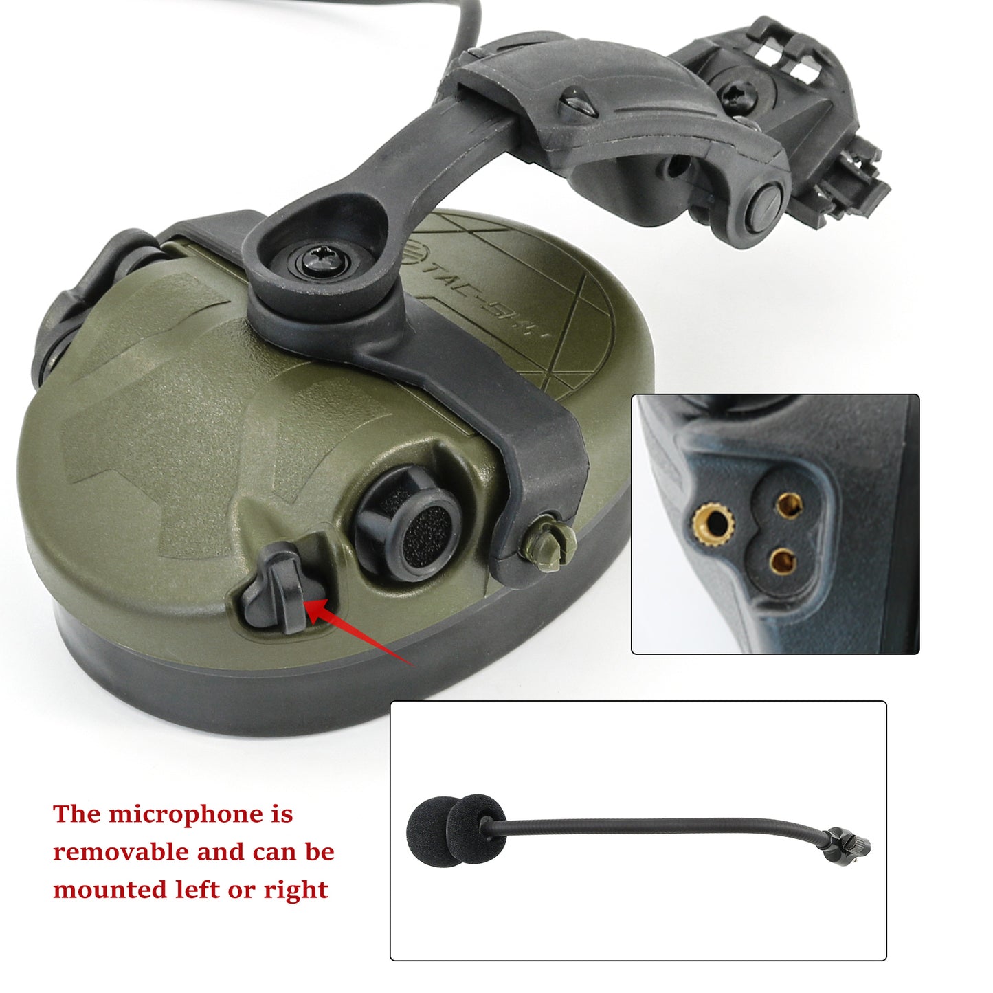 TAC-SKY TAC303 Tactical Communication Headset with ARC Rail adapter Noise Reduction Hearing Protection EarMuffs with V2 PTT