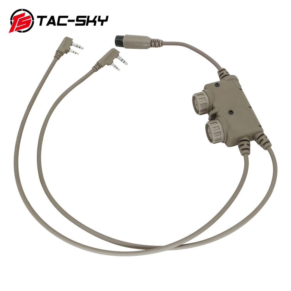 TS TAC-SKY Dual Communication PTT K 2 Pin Plug Compatible with COMTA Tactical Headset