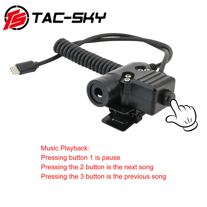 TS TAC-SKY Tactical U94 PTT 7.00mm Plug compatible with Typ-C cellphone plug