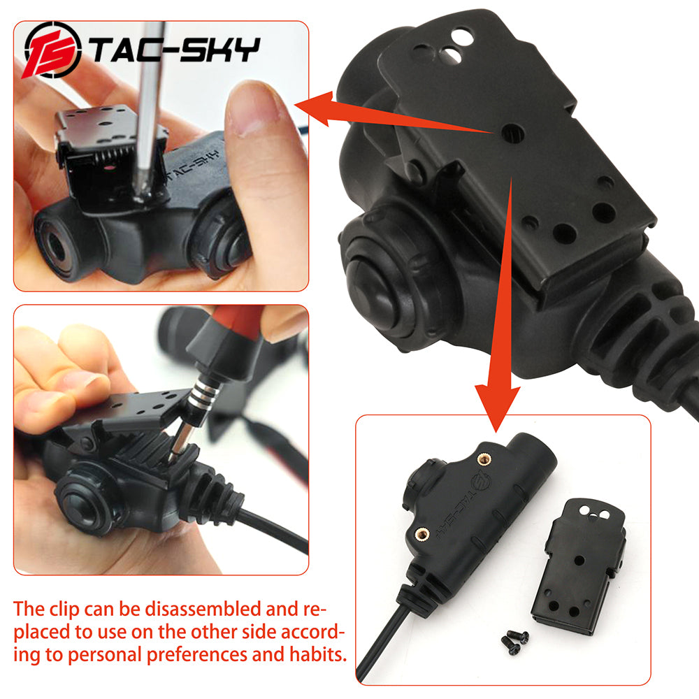 TS TAC-SKY Tactical U94 V2 PTT Push to Talk Tactical Adapter K 2 Pin Plug with Standard 7.00mm Jack