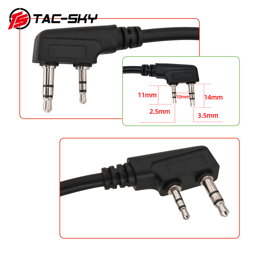 TS TAC-SKY Tactical U94 V2 PTT Push to Talk Tactical Adapter K 2 Pin Plug with Standard 7.00mm Jack