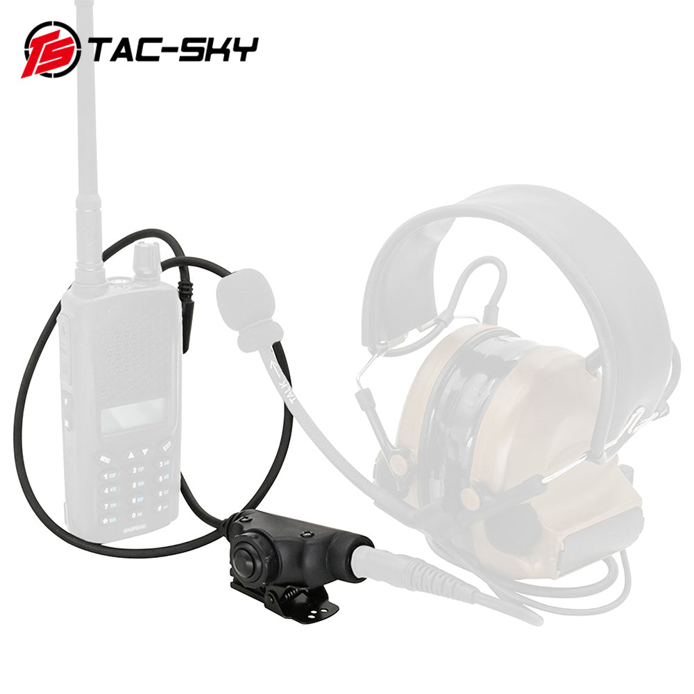 TS TAC-SKY Tactical U94 V2 PTT Push to Talk Tactical Adapter K 2 Pin Plug with Standard 7.00mm Jack