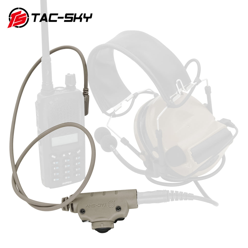 TS TAC-SKY Tactical U94 V2 PTT Push to Talk Tactical Adapter K 2 Pin Plug with Standard 7.00mm Jack