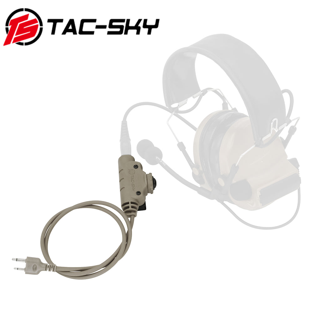 TS TAC-SKY V2 PTT Compatible with ICOM 2 Pin Plug Walkie-talkie Compatible with Comtac II/III Tactical Headset