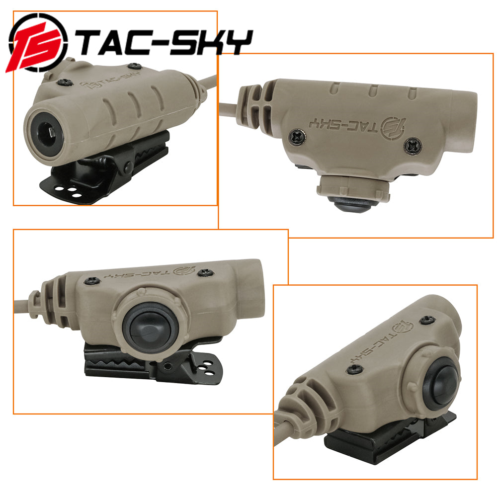 TS TAC-SKY V2 PTT Compatible with ICOM 2 Pin Plug Walkie-talkie Compatible with Comtac II/III Tactical Headset