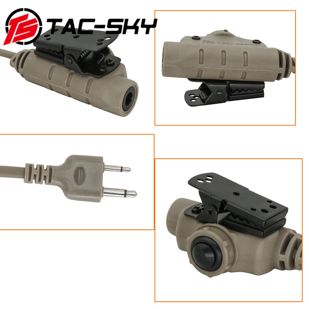 TS TAC-SKY V2 PTT Compatible with ICOM 2 Pin Plug Walkie-talkie Compatible with Comtac II/III Tactical Headset