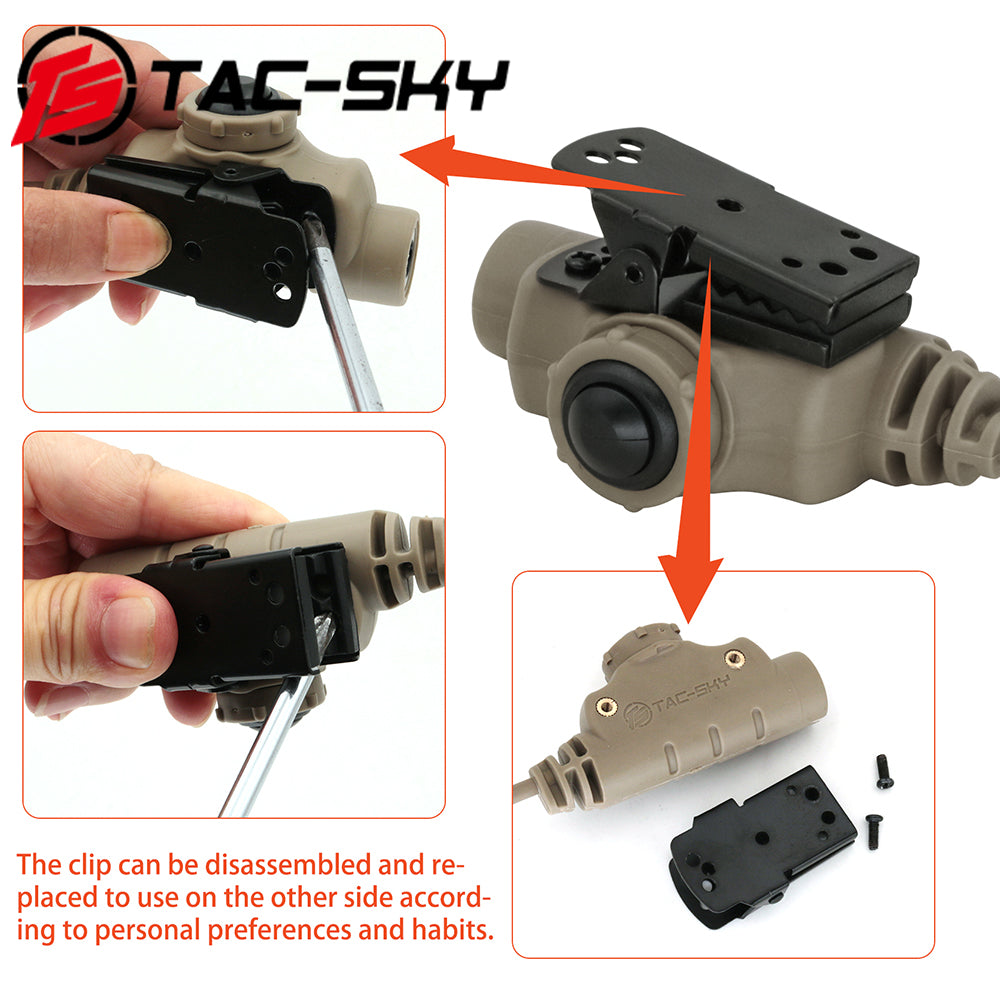 TS TAC-SKY V2 PTT Compatible with ICOM 2 Pin Plug Walkie-talkie Compatible with Comtac II/III Tactical Headset