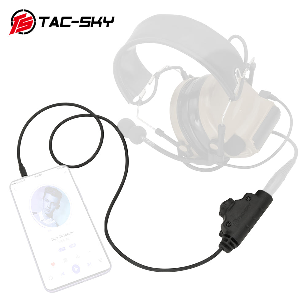 TS TAC-SKY Tactical Headset Adapter U94 V2 PTT Push to Talk 7.00mm Plug to 1Pin 3.5mm Phone