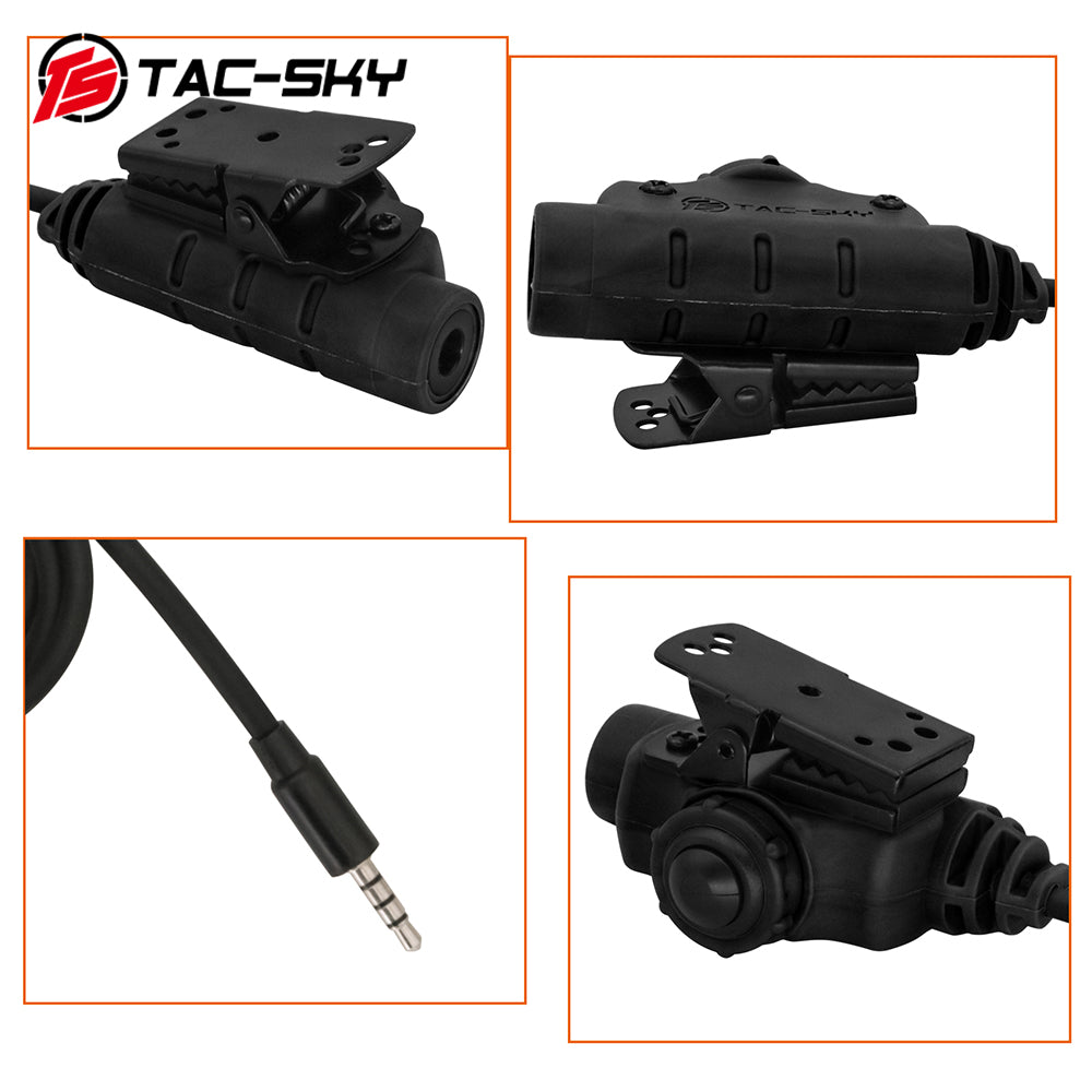 TS TAC-SKY Tactical Headset Adapter U94 V2 PTT Push to Talk 7.00mm Plug to 1Pin 3.5mm Phone