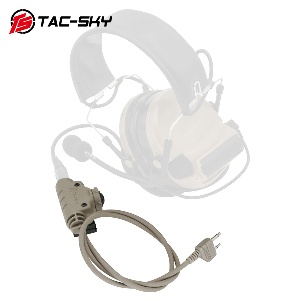 TS TAC-SKY Tactical Headset Adapter V2 PTT Push to Talk Adapter Compatible with Midlan 2 Pin Plug Radio