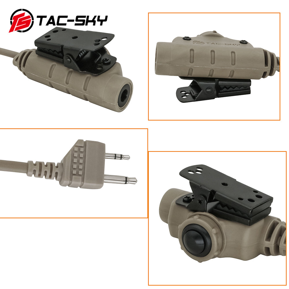 TS TAC-SKY Tactical Headset Adapter V2 PTT Push to Talk Adapter Compatible with Midlan 2 Pin Plug Radio