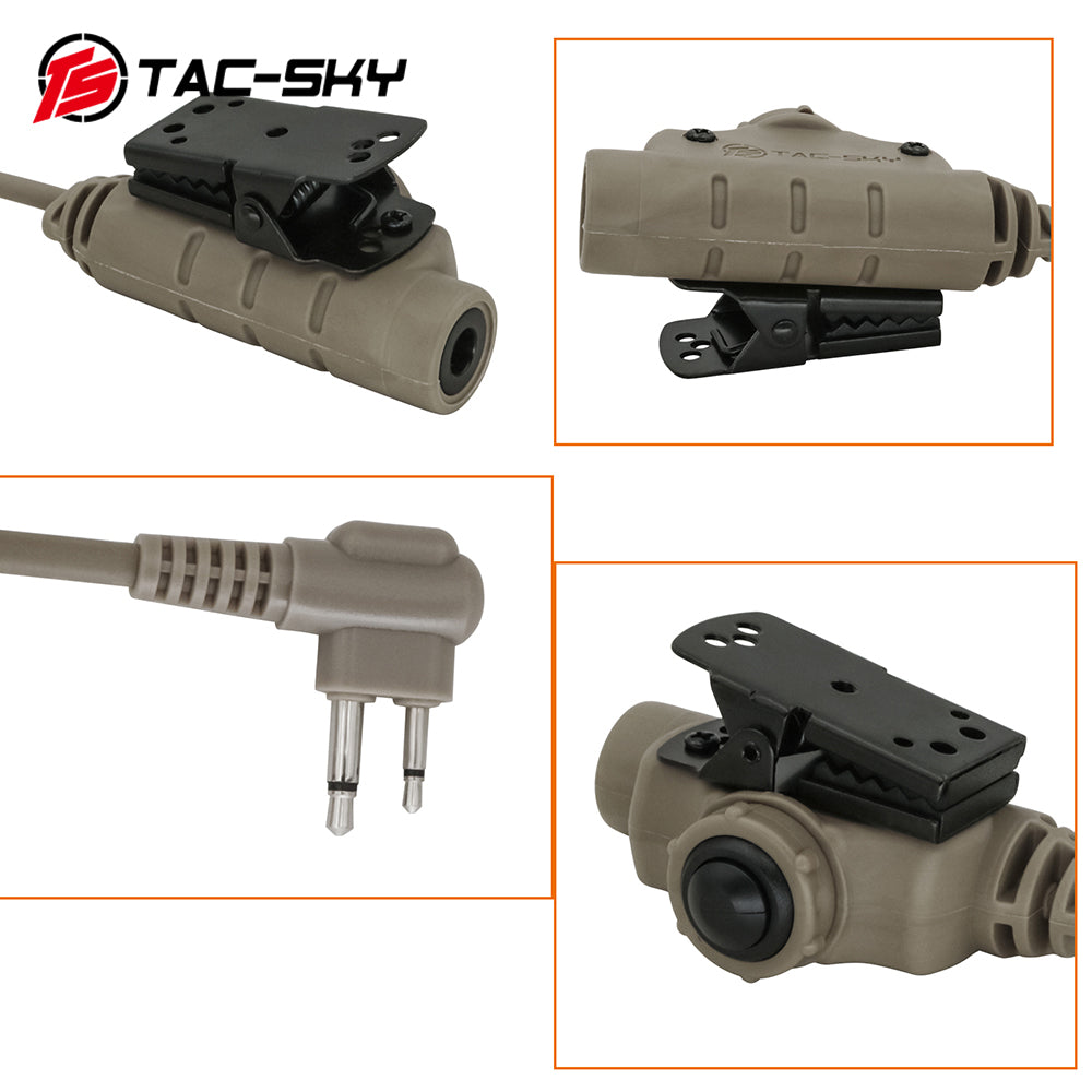 TS TAC-SKY Tactical V2 PTT Push to Talk Adapter Compatible with Motorola 2 Pin Plug Radio