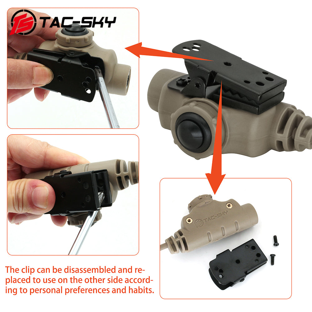 TS TAC-SKY Tactical Headset Adapter V2 PTT Push to Talk Adapter Compatible with Midlan 2 Pin Plug Radio