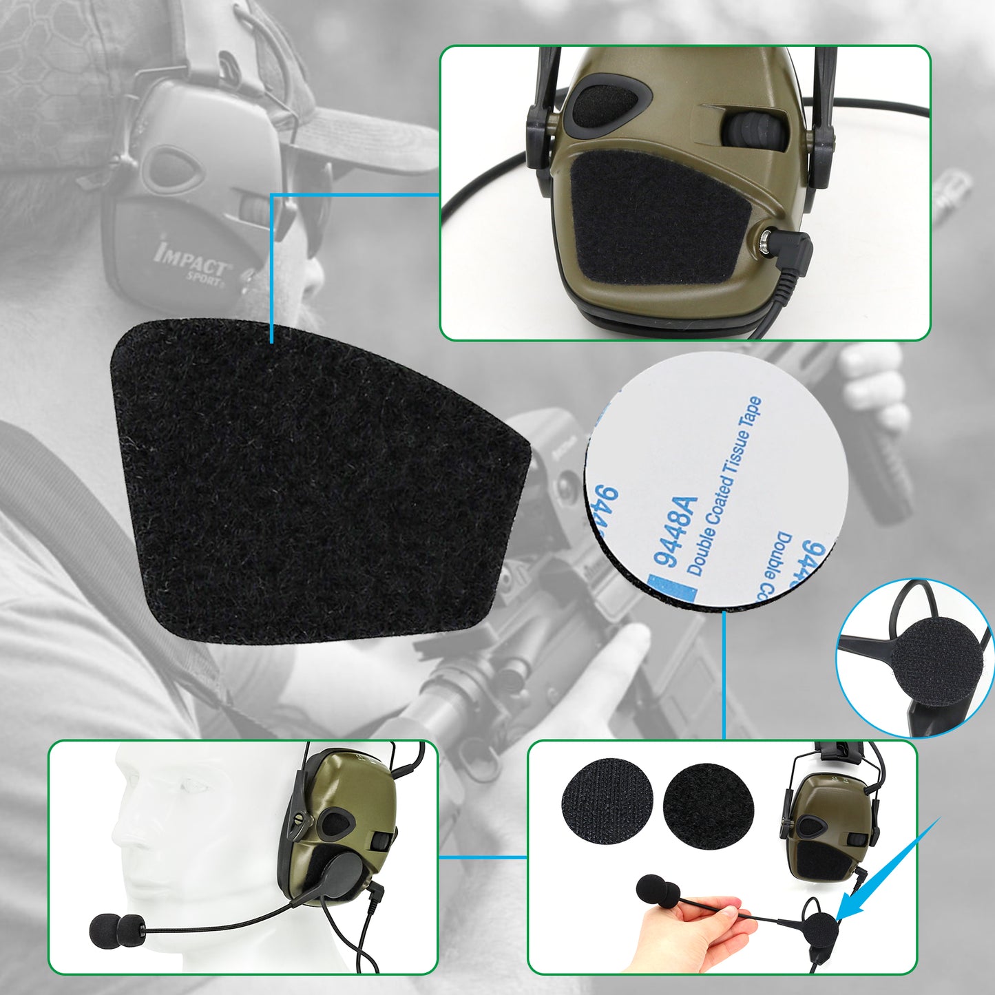 TAC-SKY Tactical Headset kit Y Cable with Microphone and U94 PTT Adapter Compatible with Sordin Supreme Pro Ipsc Version Headset