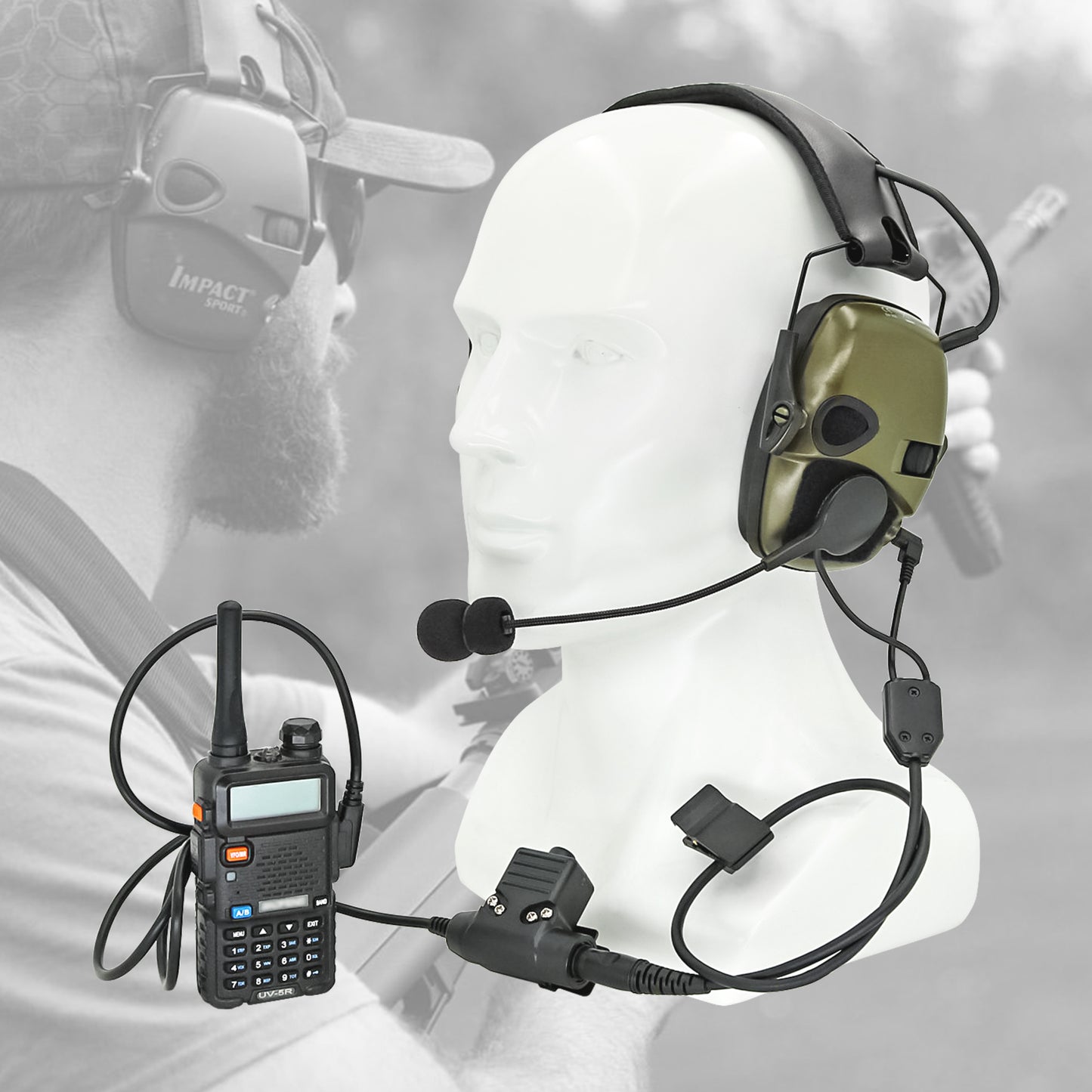 TAC-SKY Tactical Headset kit Y Cable with Microphone and U94 PTT Adapter Compatible with Sordin Supreme Pro Ipsc Version Headset