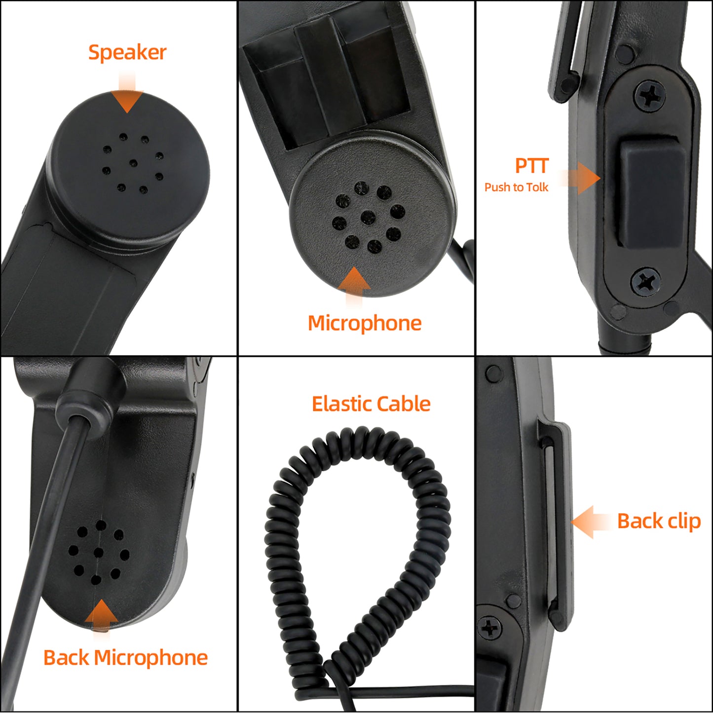 TS TAC-SKY H-250 Adapter Handheld Microphone Spring Coil Design PTT Compatible with PRC 153/163 Radio