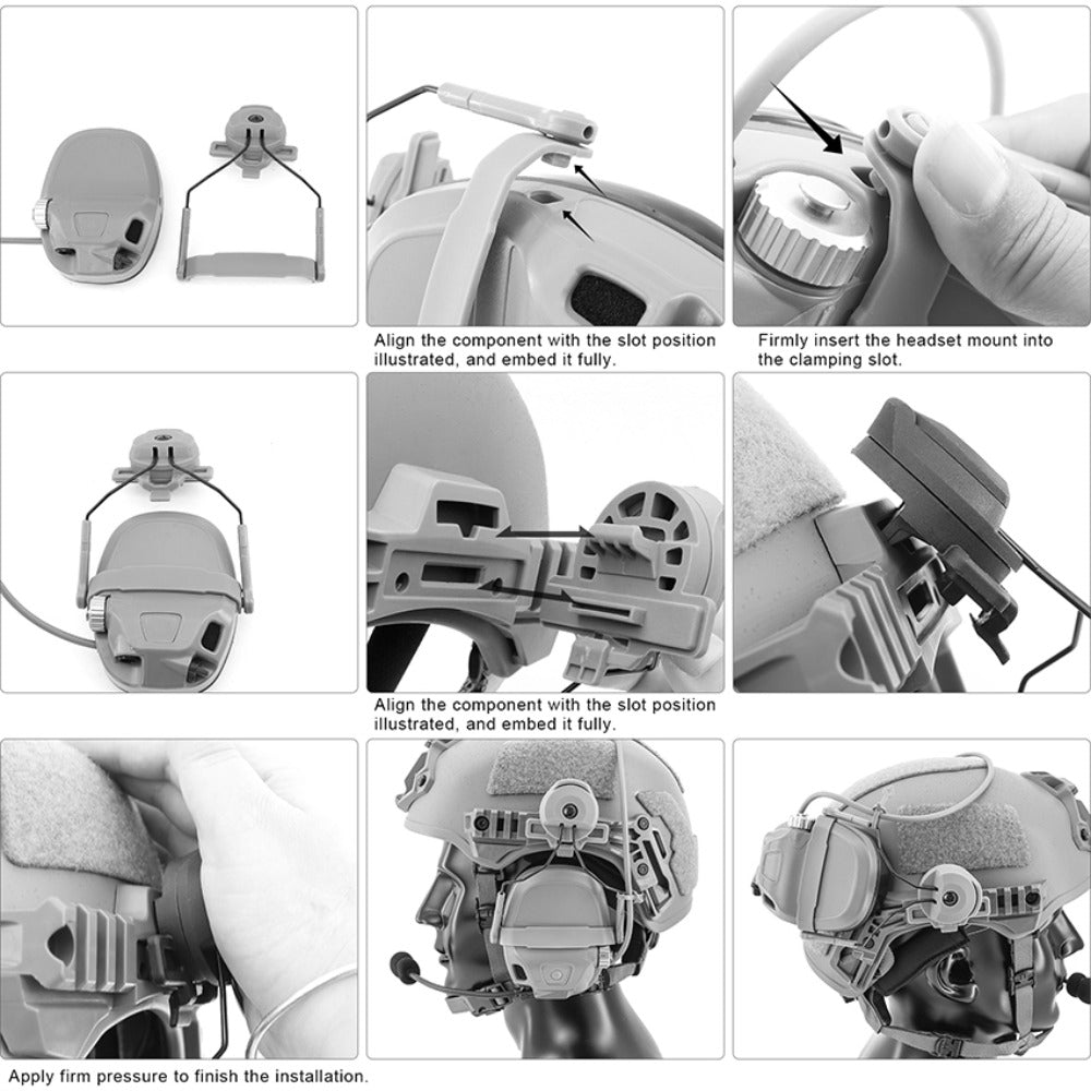 TAC-SKY Tactical Helmet Headset Mount for AMP Communication Headsets Fits Wendy 3.0 Helmet Rail