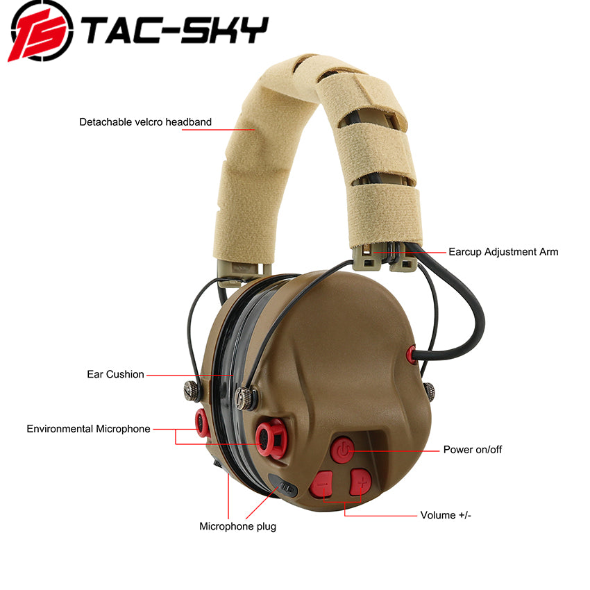 TS TAC-SKY IPSC M300 Tactical Headset Noise-canceling Hearing Protection for Airsoft