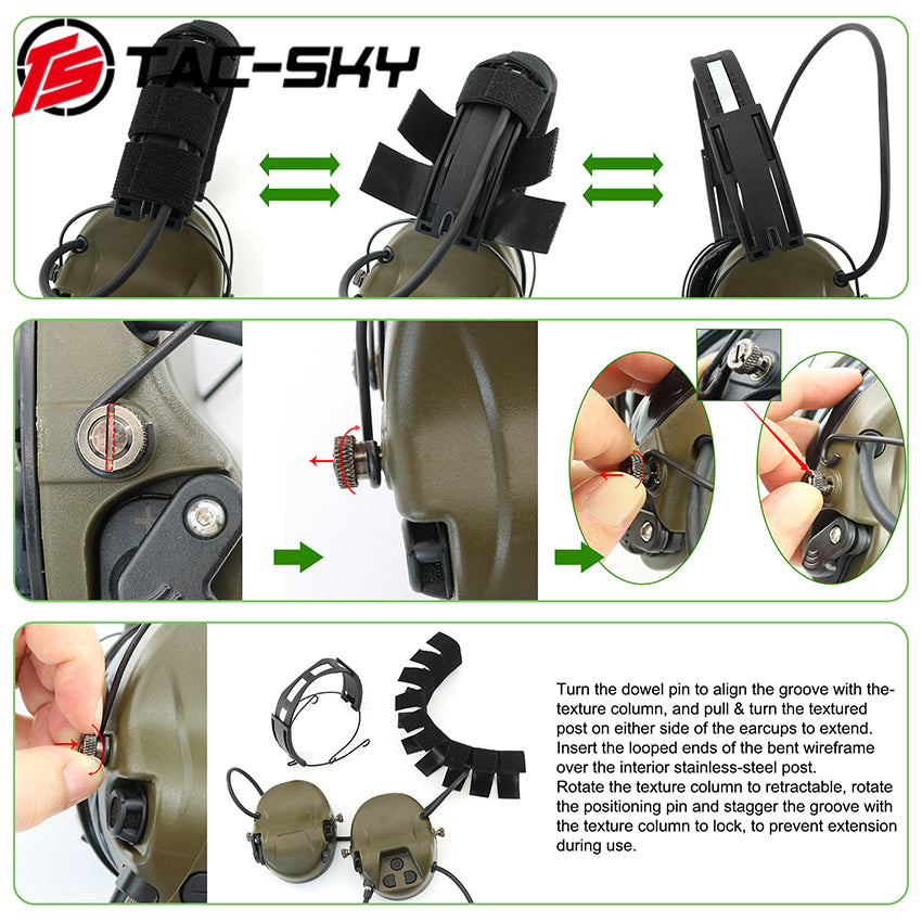 TS TAC-SKY Hearing Protection Noise Cancelling Military Version Tactical Headset M301 + V2 PTT